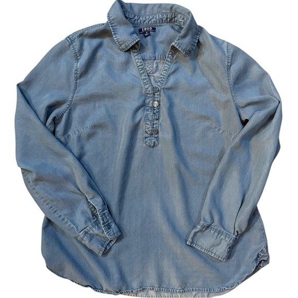 Izod Blue Long Sleeve Button Down soft blue Shirt - Picture 1 of 16